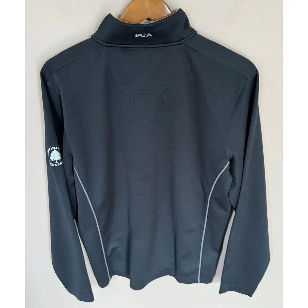 PGA Authentic Performance Stretch 1/4-Zip Golf Pullover M Black